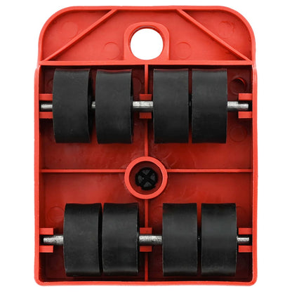 Furniture Rollers 8 pcs with Lifters Red 9,8x7.5x3 cm 150 kg