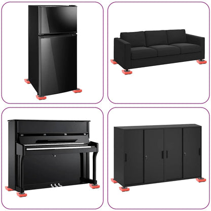 Furniture Rollers 8 pcs with Lifters Red 9,8x7.5x3 cm 150 kg