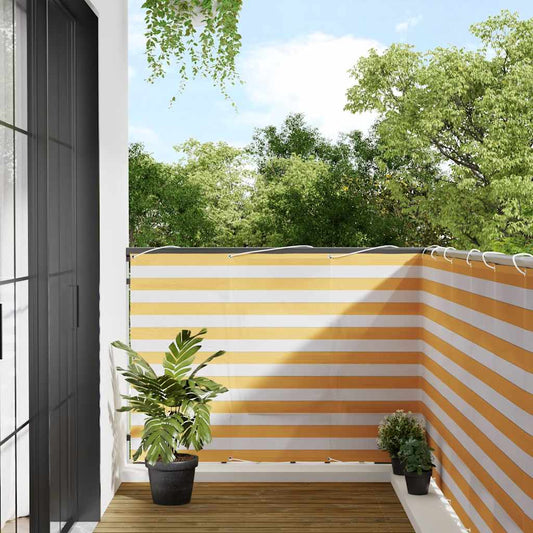Balcony Screen Yellow and White Stripe 120x700 cm