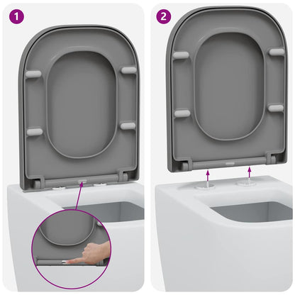 Quick Release Toilet suitable for Seat Grey 44.5 x 35 x 3.6 cm