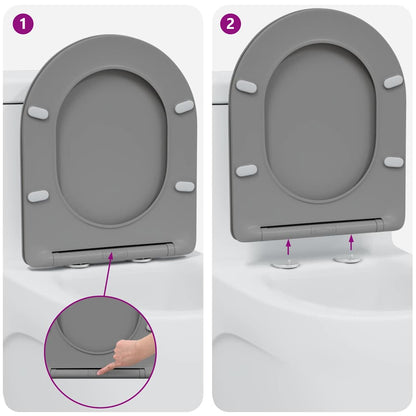 Quick Release Toilet suitable for Seat Grey 44 x 36.4 x 3.4 cm