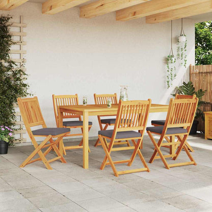 Folding Chair 6 pcs Grey 49 x 57.5 x 92cm Solid Acacia wood