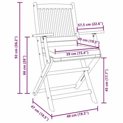Folding Chair 6 pcs White 49 x 57.5 x 92cm Solid Acacia wood