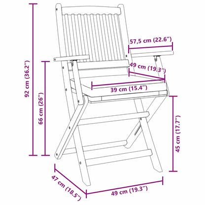 Folding Chair 6 pcs Grey 49 x 57.5 x 92cm Solid Acacia wood