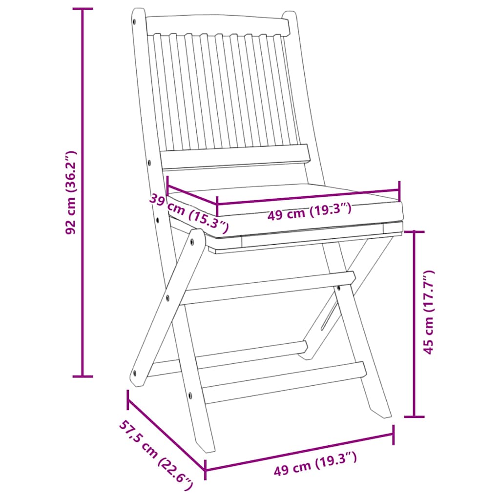 Folding Chair 8 pcs Grey 49 x 57.5 x 92cm Solid Acacia wood