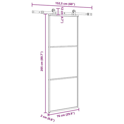 Sliding Door with Hardware Set 76x205 cm ESG Glass&Aluminium