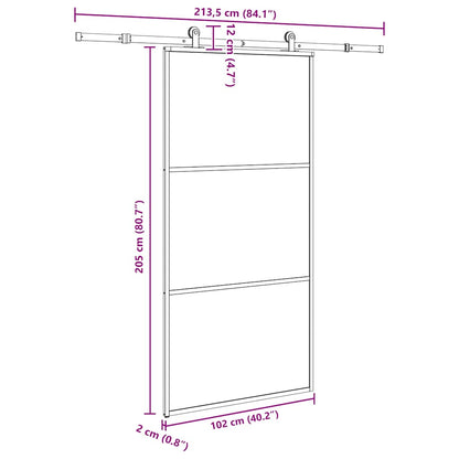 Sliding Door with Hardware Set 102x205 cm ESG Glass&Aluminium