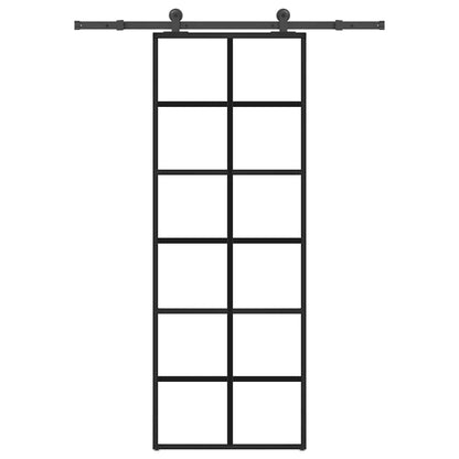 Sliding Door with Hardware Set 76x205 cm ESG Glass&Aluminium