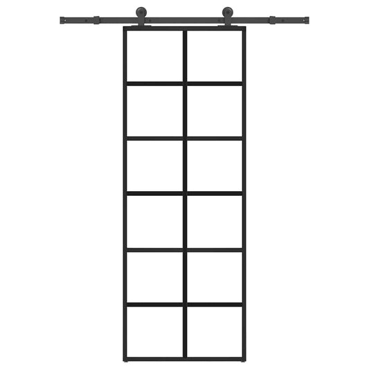 Sliding Door with Hardware Set 76x205 cm ESG Glass&Aluminium