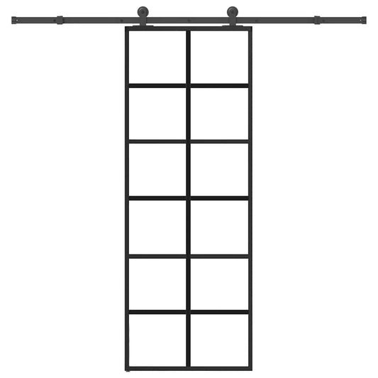 Sliding Door with Hardware Set 76x205 cm ESG Glass&Aluminium