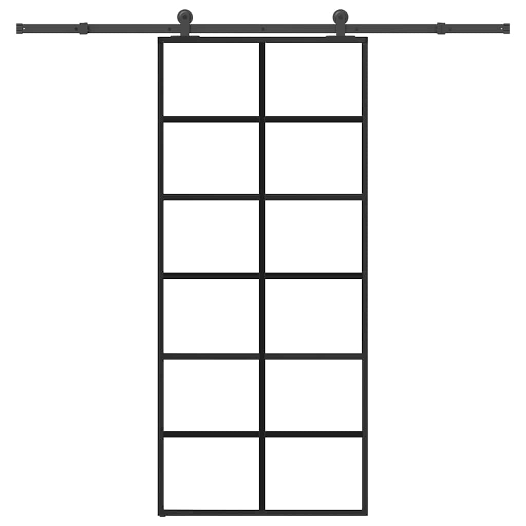 Sliding Door with Hardware Set 90x205 cm ESG Glass&Aluminium