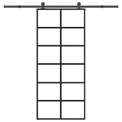 Sliding Door with Hardware Set 90x205 cm ESG Glass&Aluminium