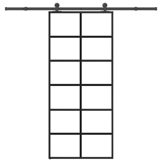 Sliding Door with Hardware Set 90x205 cm ESG Glass&Aluminium