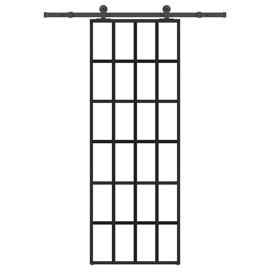 Sliding Door with Hardware Set 76x205 cm ESG Glass&Aluminium