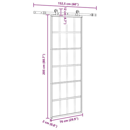 Sliding Door with Hardware Set 76x205 cm ESG Glass&Aluminium