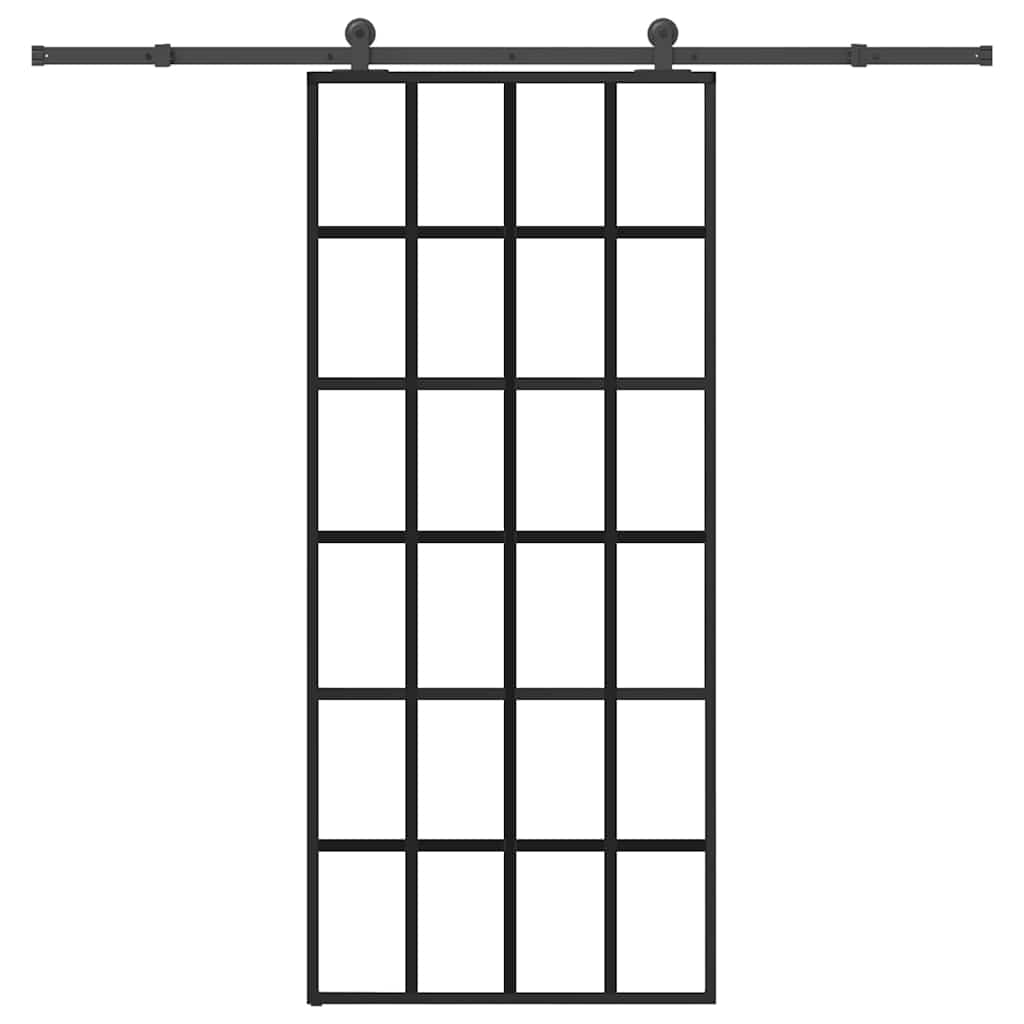 Sliding Door with Hardware Set 90x205 cm ESG Glass&Aluminium