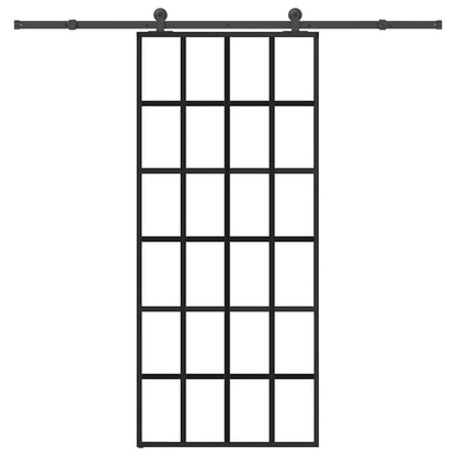 Sliding Door with Hardware Set 90x205 cm ESG Glass&Aluminium