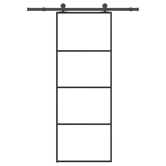 Sliding Door with Hardware Set 76x205 cm ESG Glass&Aluminium