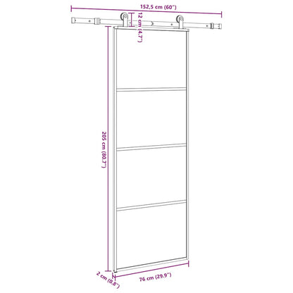 Sliding Door with Hardware Set 76x205 cm ESG Glass&Aluminium