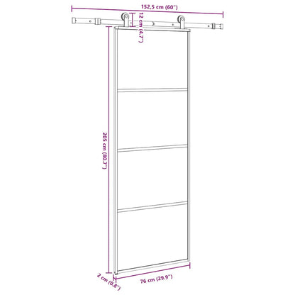 Sliding Door with Hardware Set 76x205 cm ESG Glass&Aluminium