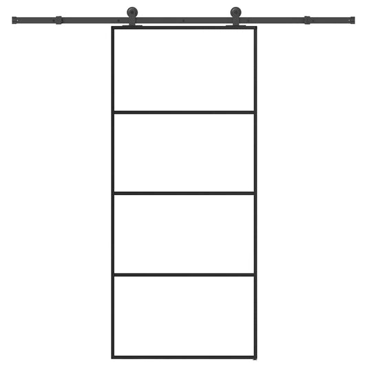 Sliding Door with Hardware Set 90x205 cm ESG Glass&Aluminium