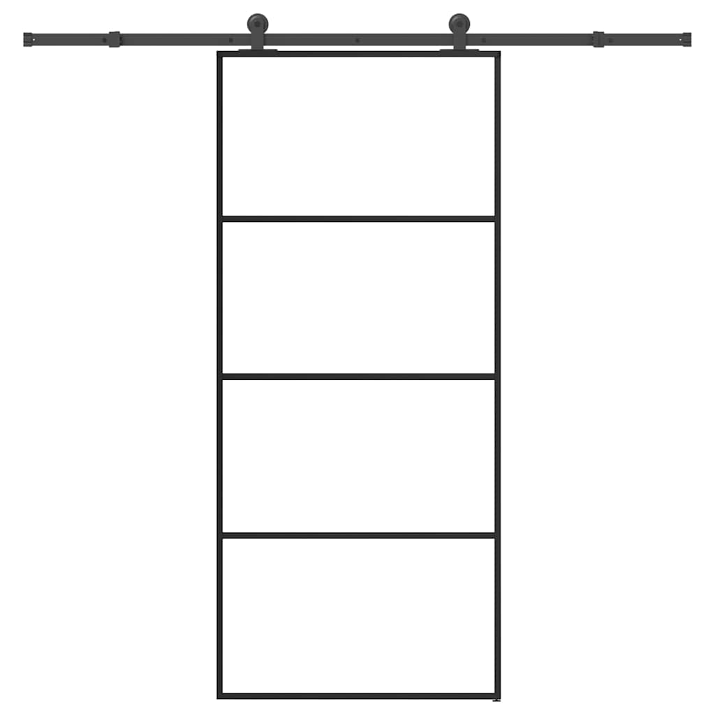 Sliding Door with Hardware Set 90x205 cm ESG Glass&Aluminium