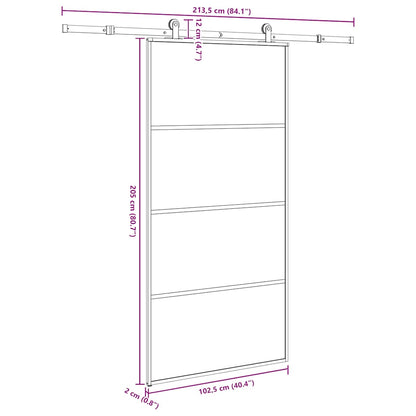 Sliding Door with Hardware Set 102.5x205 cm ESG Glass&Aluminium
