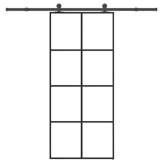 Sliding Door with Hardware Set 90x205 cm ESG Glass&Aluminium