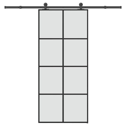 Sliding Door with Hardware Set 90x205 cm ESG Glass&Aluminium