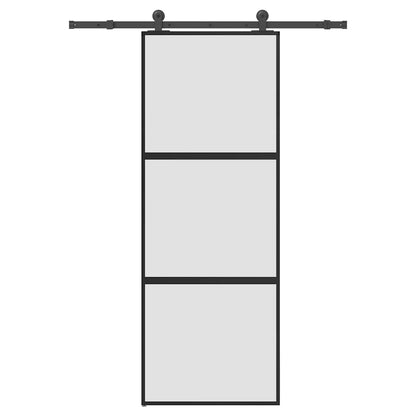 Sliding Door with Hardware Set 76x205 cm Tempered Glass&Aluminium