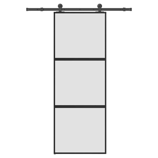 Sliding Door with Hardware Set 76x205 cm Tempered Glass&Aluminium