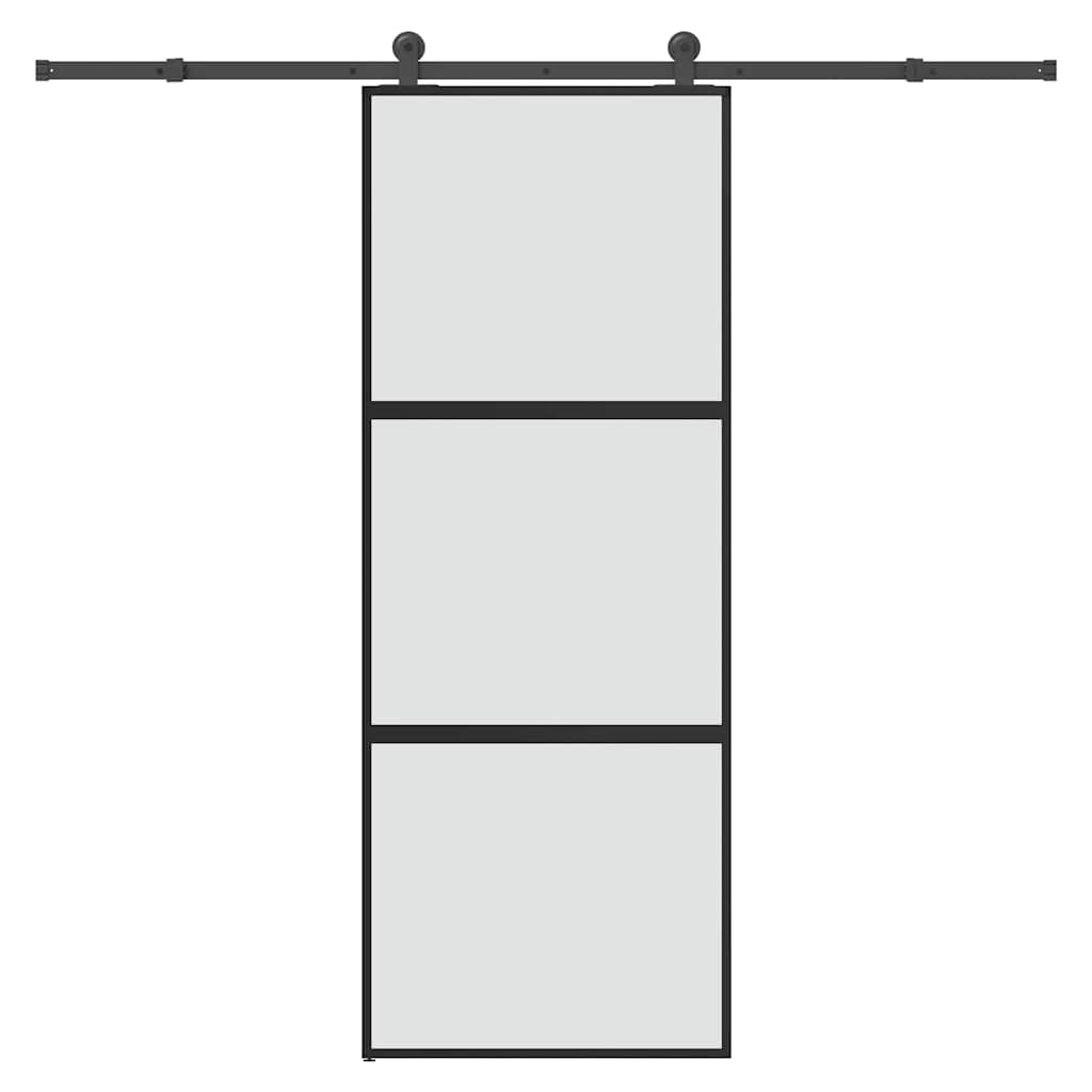 Sliding Door with Hardware Set 76x205 cm Tempered Glass&Aluminium