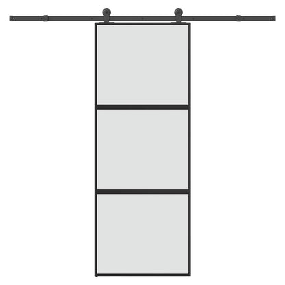 Sliding Door with Hardware Set 76x205 cm Tempered Glass&Aluminium