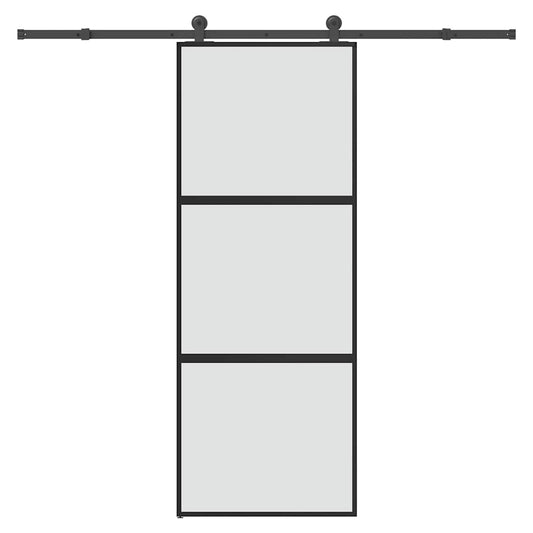 Sliding Door with Hardware Set 76x205 cm Tempered Glass&Aluminium