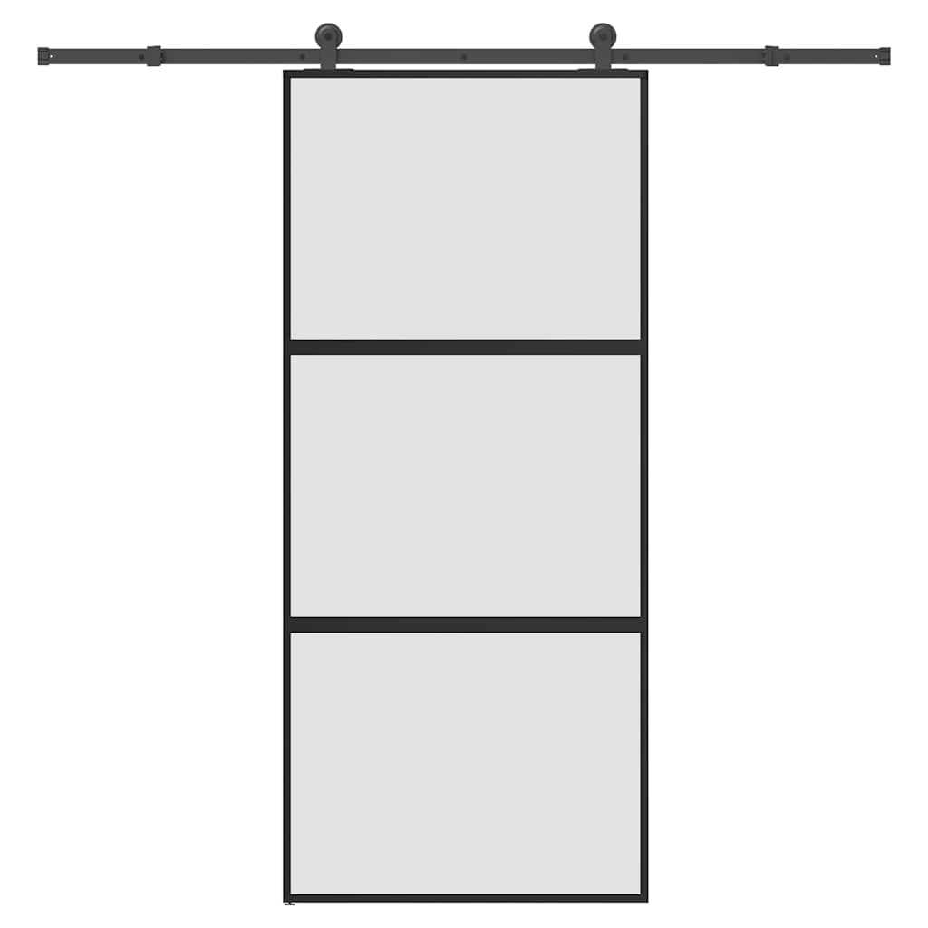 Sliding Door with Hardware Set 90x205 cm Tempered Glass&Aluminium
