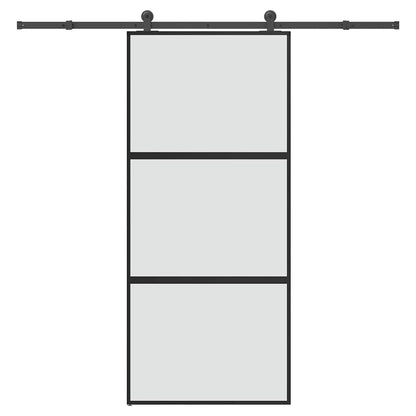 Sliding Door with Hardware Set 90x205 cm Tempered Glass&Aluminium