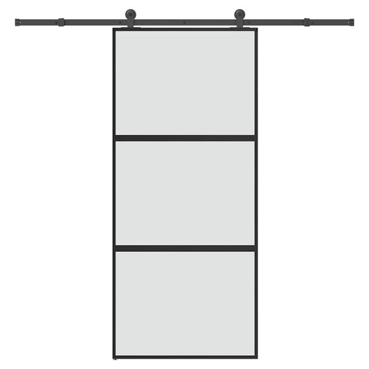 Sliding Door with Hardware Set 90x205 cm Tempered Glass&Aluminium
