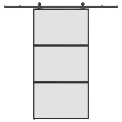 Sliding Door with Hardware Set 102,5x205 cm Tempered Glass&Aluminium