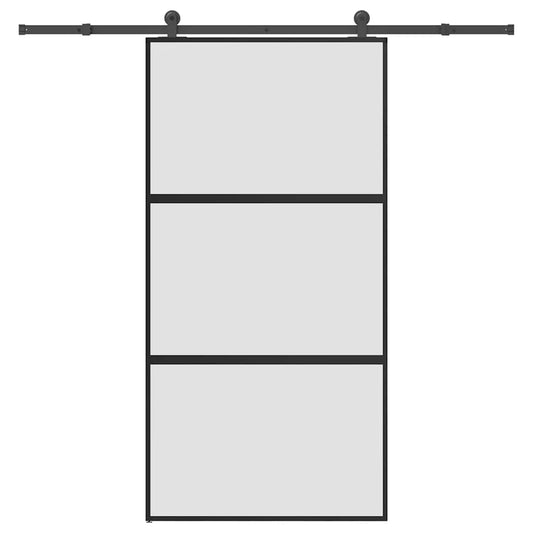 Sliding Door with Hardware Set 102,5x205 cm Tempered Glass&Aluminium