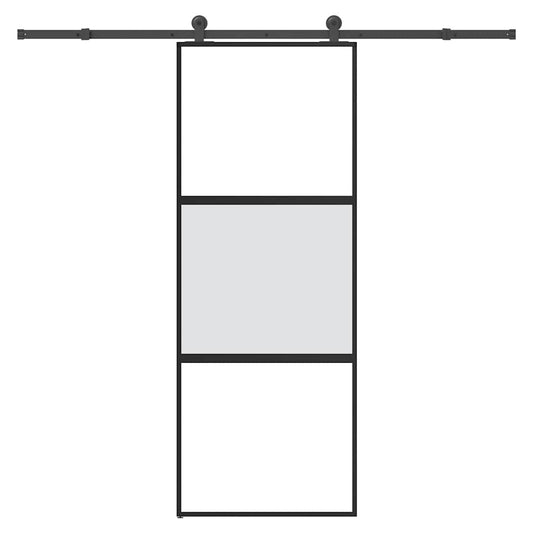 Sliding Door with Hardware Set 76x205 cm Tempered Glass&Aluminium