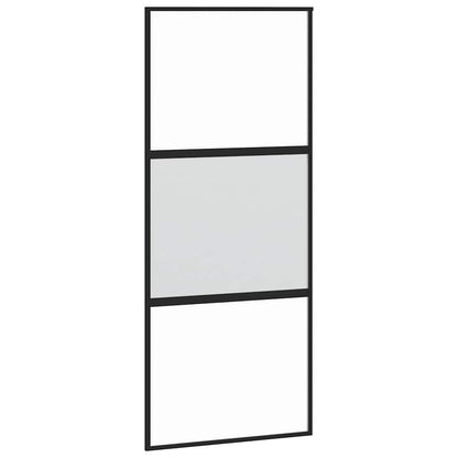 Sliding Door with Hardware Set 90x205 cm Tempered Glass&Aluminium