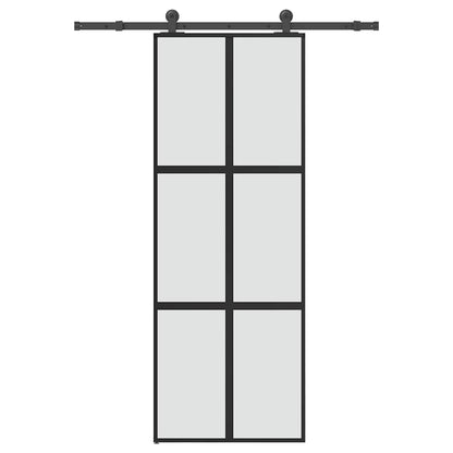 Sliding Door with Hardware Set 76x205 cm Tempered Glass&Aluminium