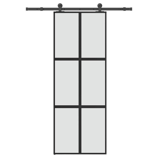 Sliding Door with Hardware Set 76x205 cm Tempered Glass&Aluminium