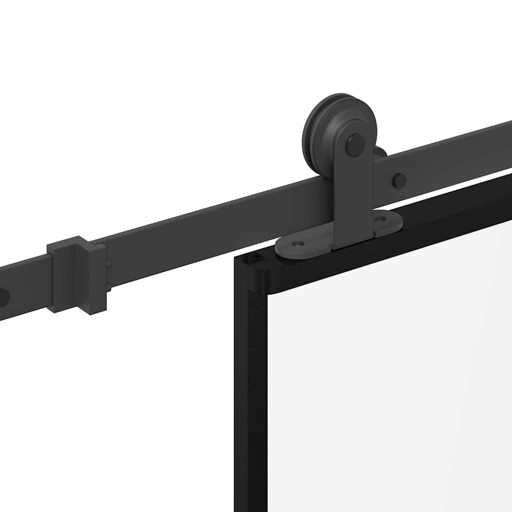 Sliding Door with Hardware Set 76x205 cm Tempered Glass&Aluminium