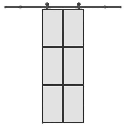 Sliding Door with Hardware Set 76x205 cm Tempered Glass&Aluminium