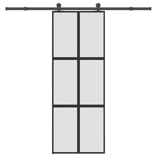 Sliding Door with Hardware Set 76x205 cm Tempered Glass&Aluminium