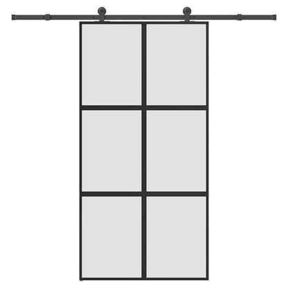 Sliding Door with Hardware Set 102,5x205 cm Tempered Glass&Aluminium