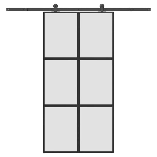 Sliding Door with Hardware Set 102,5x205 cm Tempered Glass&Aluminium