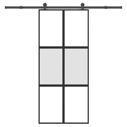 Sliding Door with Hardware Set 90x205 cm Tempered Glass&Aluminium