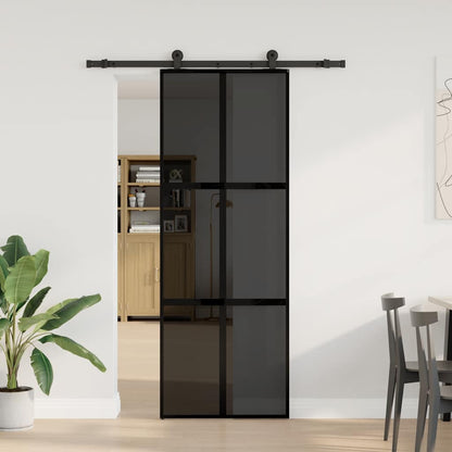 Sliding Door with Hardware Set 76x205 cm Tempered Glass&Aluminium